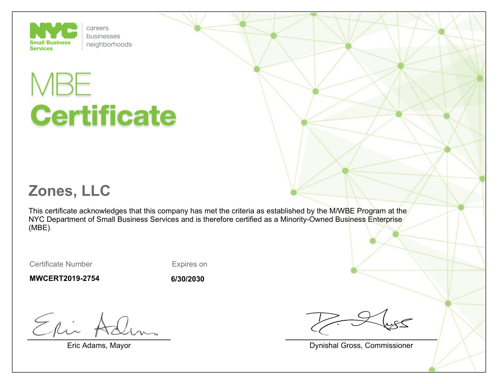 New York City Zones MBE Certification New York City Zones MBE Certification